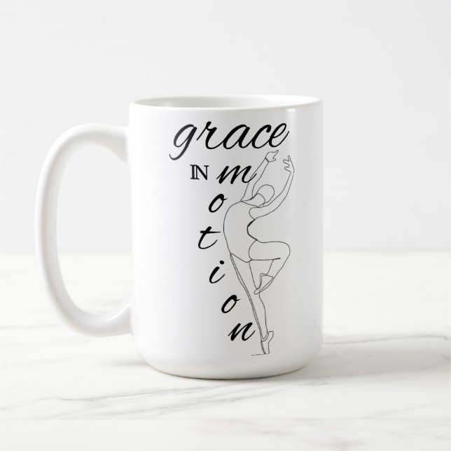 Caneca De Café Elegante Line Art Ballerina com Cotação Mug (Esquerda)