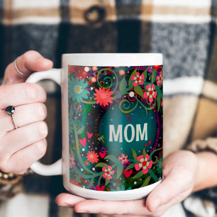 Caneca De Café Elegante Mãe Rosa, Inspiração Floral Verde
