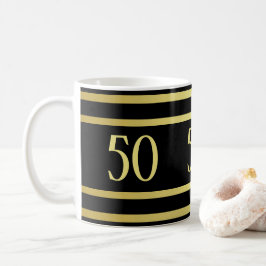 Caneca De Café Elegante Masculina Dourado e Negro Aniversário