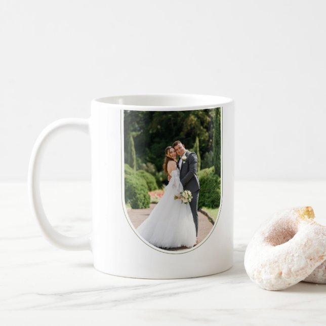 Caneca De Café Elegante Merrier Junto do Tema de Folhas Verdes (Com Donut)