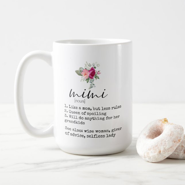 Caneca De Café Elegante Mimi Definition Floral 15oz Coffee Mug (Com Donut)
