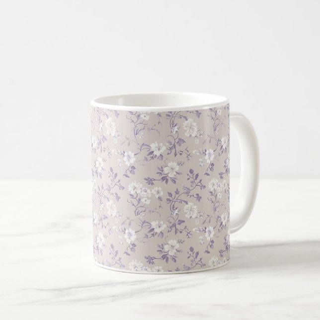 Caneca De Café Elegante Moderno Chique Rústico Floral Pastel (Frente Esquerda)