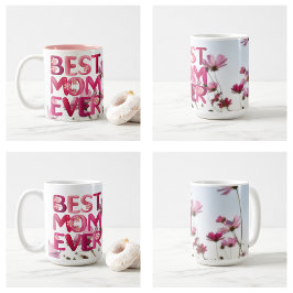 Caneca De Café Elegante Moderno Melhor Mãe do Mundo Floral Rosa