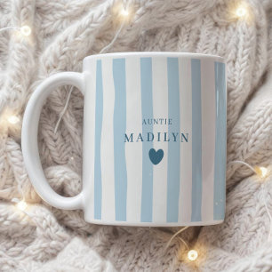 Caneca De Café Elegante Moderno Nome da Tia Personalizado Listras