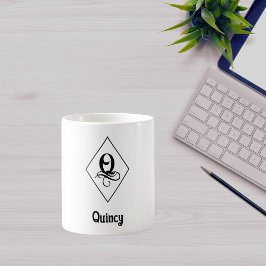 Caneca De Café Elegante Monograma Inicial Geométrico Q