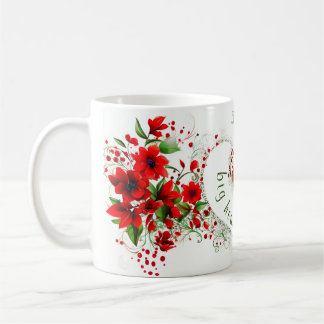 Caneca De Café elegante monograma nome personalizado flores verme