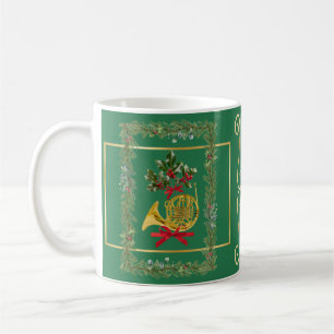 Caneca De Café Elegante Natal Verde Trompa Francesa