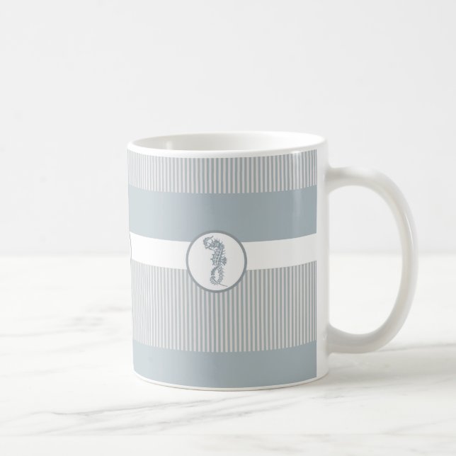 Caneca De Café Elegante Náutico Clássico Azul-Marinho (Direita)