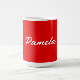 Caneca De Café Elegante Nome Clássico Minimalista Vermelho Quente