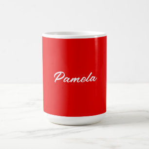 Caneca De Café Elegante Nome Clássico Minimalista Vermelho Quente