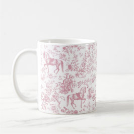 Caneca De Café Elegante Nome Floral Toile Equestre Rosa
