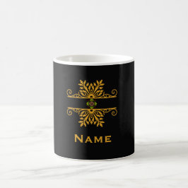 Caneca De Café Elegante Ornamento Floral Dourado Estilo Barroco
