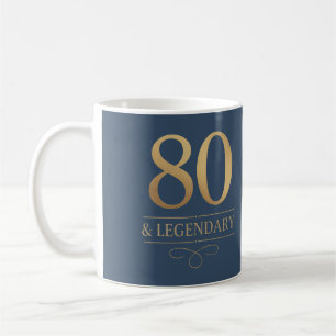 Caneca De Café Elegante Ouro 80º e Aniversário Lendário