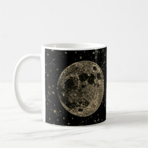 Caneca De Café Elegante Ouro Vintage La Luna A Lua
