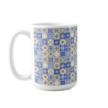 Elegante padrão de Azulejo português azul e branco