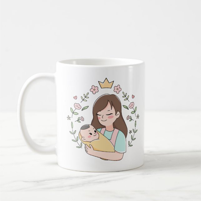 Caneca de Café Elegante para Bebê | bebê carregand (Esquerda)
