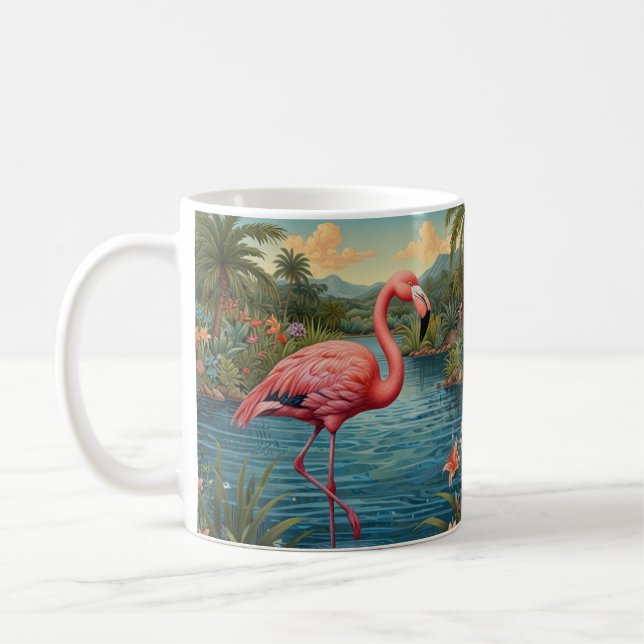 Caneca De Café Elegante paraíso tropical rosa flamingo (Esquerda)
