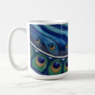 Caneca De Café Elegante Peacock Feather Mandala
