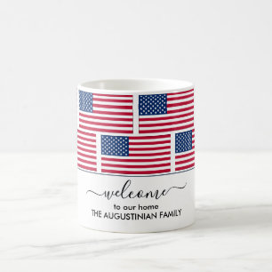 Caneca De Café Elegante personalizado EUA AMERICAN FLAG Bem-vindo