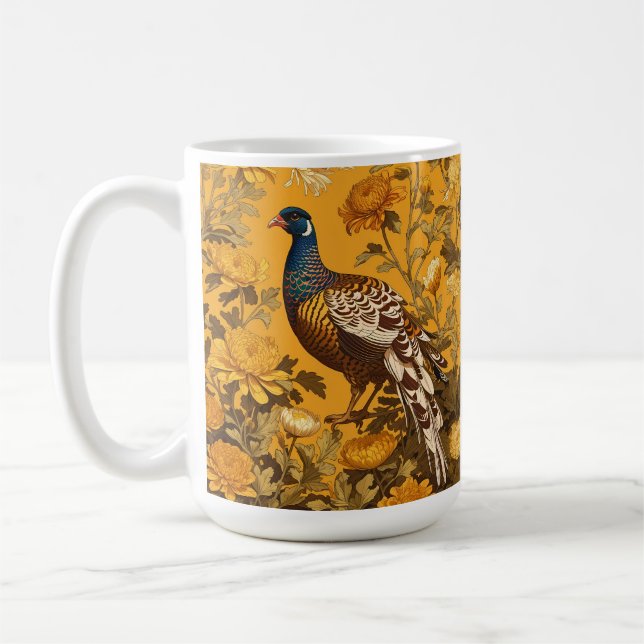 Caneca De Café Elegante Pheasant William Morris Inspirou (Esquerda)