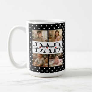 Caneca De Café Elegante Pontos Pretos 4-Fotos Personalizado PAI &