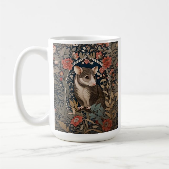 Caneca De Café Elegante Possum William Morris Inspirou Floral (Esquerda)