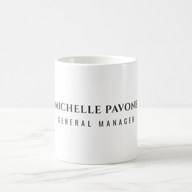 Caneca De Café Elegante Preto & Branco Simples Plano Profissional (Centro)