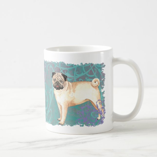 Caneca De Café Elegante Pug (Direita)