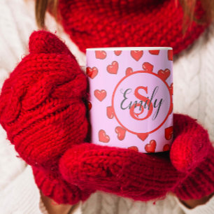 Caneca De Café Elegante, púrpura e vermelhos, com monograma