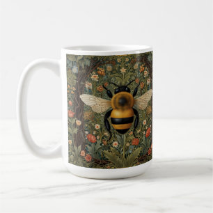 Caneca De Café Elegante retro bumblebee boho botânico arte floral
