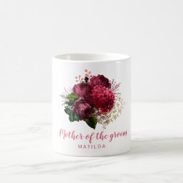 Caneca De Café Elegante rosa dourado, mãe floral do noivo