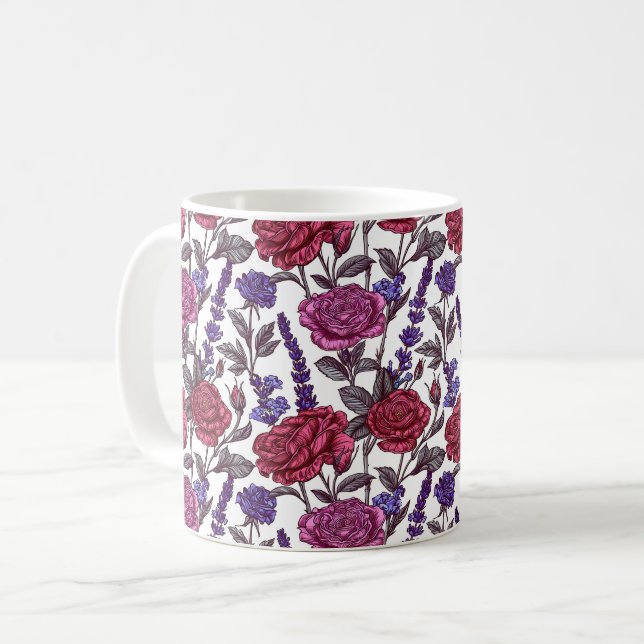 Caneca De Café Elegante Rosas de Na moda Coloridos (Frente Esquerda)