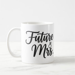 Caneca De Café Elegante Roteiro de "Futura Sra." & Aliança Noiva 