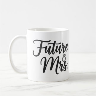 Caneca De Café Elegante Roteiro de "Futura Sra." & Aliança Noiva