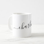 Caneca De Café Elegante Roteiro Minimalista Moderno Nome Personal<br><div class="desc">Caneca de Café com Nome Personalizado em Roteiro Elegante Branco</div>
