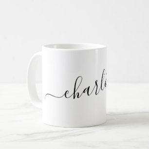 Caneca De Café Elegante Roteiro Minimalista Moderno Nome Personal