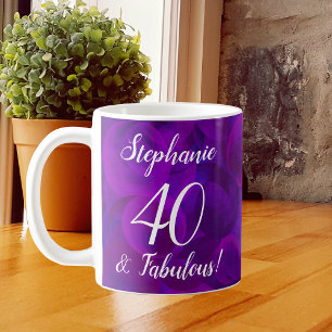 Caneca De Café Elegante Roxo 40 e Fabuloso Ano Personalizado