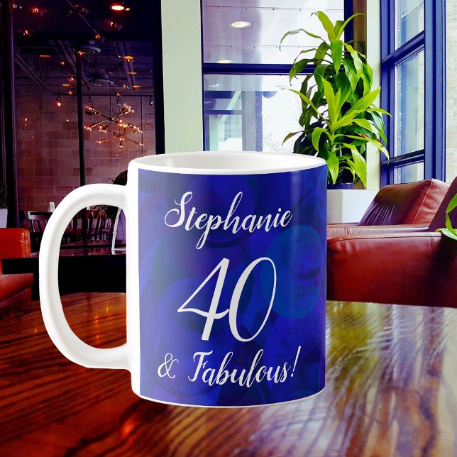 Caneca De Café Elegante Royal Blue 40 e Fabuloso Aniversário (Criador carregado)
