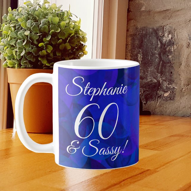 Caneca De Café Elegante Royal Blue 60 e Sassy Birthday (Criador carregado)