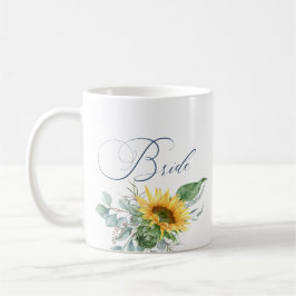 Caneca De Café Elegante Russo Bride Sunflower Eucalyptus Floral