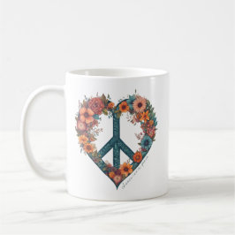 Caneca De Café Elegante Script Boho Wild Flowers Peace