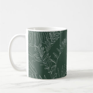 Caneca De Café Elegante sem costura com linha verde desenhada