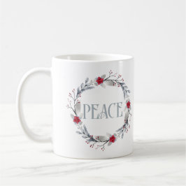Caneca De Café Elegante Silver Red Wreath Peace