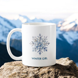 Caneca De Café Elegante Snowflake Watercolor