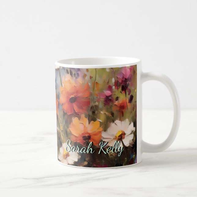 Caneca De Café elegante tema floral moderno Mug (Direita)