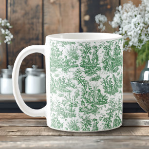 Caneca De Café Elegante Toile De Jouy Francesa Verde Vintage