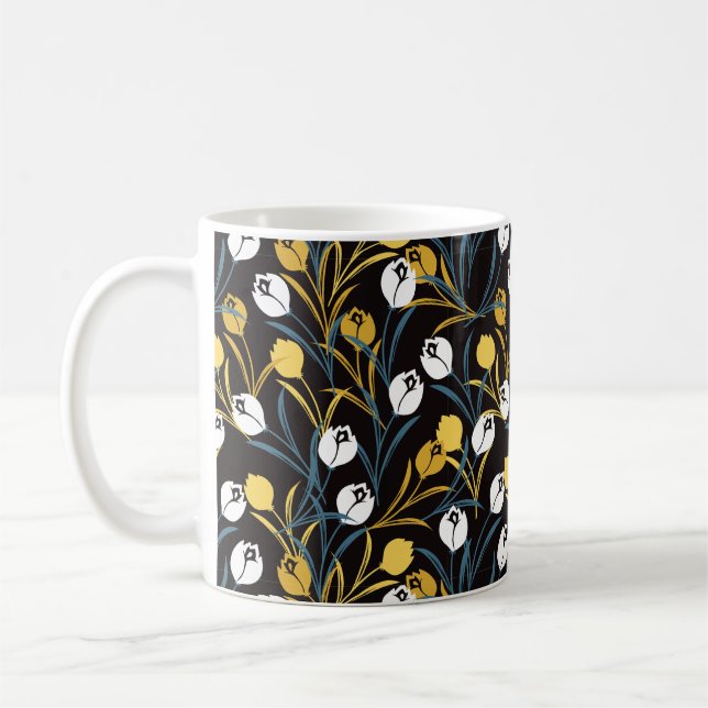 Caneca De Café Elegante Tulip Floral (Esquerda)
