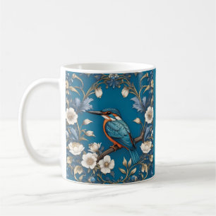 Caneca De Café Elegante Turquoise Kingfisher Floral