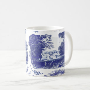 Caneca De Café Elegante Vintage Blue English Country Pastoral