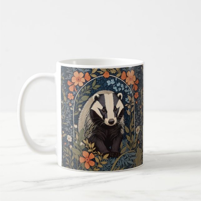 Caneca De Café Elegante William Morris Inspirou Badger (Esquerda)